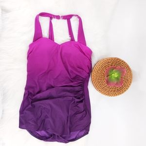 Lands' End Swim - Lands end slinder tunic swimsuit purple ombre Lands' End Swim - Lands end slinder tunic swimsuit purple ombre